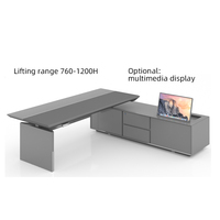 CEO muebles de escritorio ejecutivo de lujo Mesa inteligente con proyección de pantalla sub-gabinete Escritorio de pie con monitor