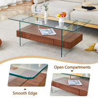 Table basse moderne en verre trempé avec tiroir, durable et facile à nettoyer, meubles pour salons, hôtels et appartements
