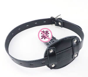 लॉक करने योग्य डिल्डो मुंह गाग, बीडीएसएम पर चमड़े का पट्टा वयस्क सेक्स खिलौना के साथ मुंह संयम - Product Image 4