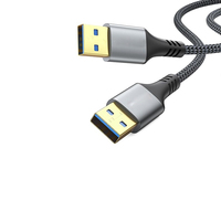 Cable USB 3.0 Macho a Macho de 1m de Longitud, Revestimiento de PVC, Conductor de Cobre Puro, Carga Rápida de 3A para Computadora, Teléfono Móvil, Banco de Energía