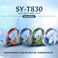 Headset Gaming Berkabel untuk Rekaman Game Youtube, Mikrofon Peredam Kebisingan, LED Biru Keren, Headphone Merchandise Populer