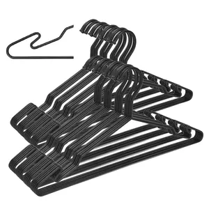 10 Stuks Kleerhangers Set Glad Gepoedercoat Afgewerkt Compact Shirt Hangers Zware Metalen Hangers Met Unieke Haak