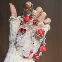 Lujoso Colgante para Teléfono de Globo Aerostático Rojo, Correa para Teléfono con Cuentas de Cristal de Alta Calidad, Estética Y2K, Joyería Tecnológica, Cordón, Regalo