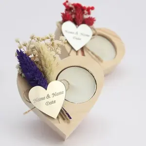 wedding Heart Shaped Tealight Candle Holder tea light candle holders container wood tea light candle holder