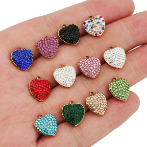 Colgante de Corazón de Acero Inoxidable con Diamantes de Imitación, Fornituras de Joyería DIY, Accesorios para Pendientes y Collares, Venta al por Mayor - Product Image 4