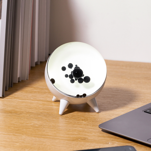Round Magnetic Fluid Desk BT V5.3 Mini Speaker TWS HIFI Bass Sound LED Flashing Light Portable Wireless Speaker for Home Gift