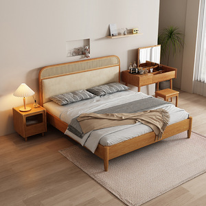 <span class=keywords><strong>Letto</strong></span> <span class=keywords><strong>Matrimoniale</strong></span> Moderno Nordico Queen/King Size con Testiera <span class=keywords><strong>in</strong></span> Rattan e Struttura <span class=keywords><strong>in</strong></span> <span class=keywords><strong>Legno</strong></span> Massello per Camera da <span class=keywords><strong>Letto</strong></span> Realizzato <span class=keywords><strong>in</strong></span> <span class=keywords><strong>Legno</strong></span> di Gomma - Product Image 5