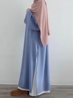 R-442 2025 Nouveaux modèles d'abayas décontractées et modestes, robe islamique traditionnelle pas chère, ensemble 2 pièces inspiré de Dubaï