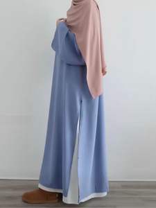 R-442 2025 yeni mütevazı rahat Abaya tasarımları ucuz geleneksel müslüman islami elbise 2 adet Set Dubai esinlenerek - Product Image 4