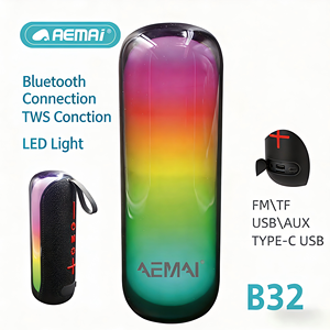 Altavoz Portátil AEMAI B32 BT5.0 de 30W, 2.1 Canales, Luces LED RGB, Controladores Duales, Batería de 12H, Resistente al Agua IPX7, Acabado Negro Plástico - Product Image 2