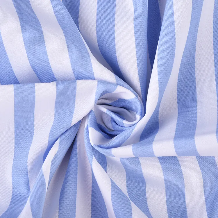 Оптовая продажа, тканая хлопчатобумажная полиэфирная спандекс дышащая пряжа, окрашенная полосатая ткань для рубашек