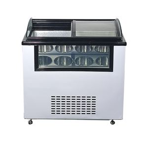 <span class=keywords><strong>Vitrina</strong></span> Exhibidora de Gelato, Refrigerador Comercial para Paletas Heladas, 10/12/16 Bandejas, Tapa de Vidrio Transparente, Puerta Corredera, Congelador para Paletas - Product Image 1