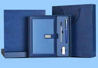 Set de Regalo Corporativo Promocional Vintage: Cuaderno de PU, Memoria USB, Botella, Bolígrafo Recargable, Recuerdo de Bienvenida para Personal