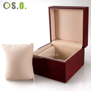 Caja de Reloj de Madera Roja de Alta Calidad, Caja de Reloj de Cuero de Lujo con Inserto de Terciopelo y Almohadilla para Reloj - Product Image 2