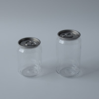 Bouteille en PET transparente avec bouchon à languette, couvercle en aluminium, plusieurs tailles, conception personnalisée pour l'emballage de boissons