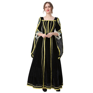 Vestido Medieval Europeo para Mujer, Disfraz de Princesa de Terciopelo Negro, Cosplay, Actuación Teatral, Disfraz de Fantasía - Product Image 4