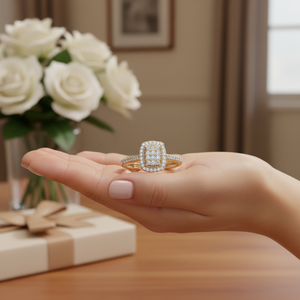 Bague en or jaune avec diamant rond pour femme, anneau féminin en or 14K, 0,50tcw, meilleur cadeau d'anniversaire - Product Image 3