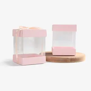 투명 작은 선물 상자 접이식 창 볼 수있는 장난감 사각형 포장 종이 상자