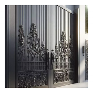 Porte de sécurité combinée double face à grande clôture minimaliste moderne avec arrêt automatique et contrôle comptable - Product Image 5