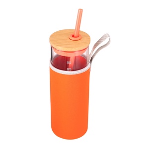 Vente chaude 20oz verre gobelet plongée tissu manchon bulle thé tasses haute borosilicate avec couvercle en bambou bouteilles d'eau randonnée - Product Image 5