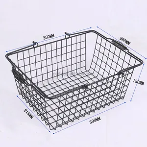 RH-BMH12B 350*260*150mm 12L Black Metal Wire Shopping Basket