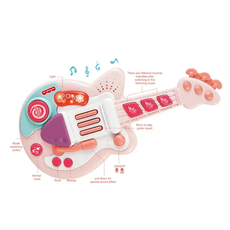 HUADA 2020 어린이 배터리 악기 세트 일렉트릭베이스 기타 장난감 라이트