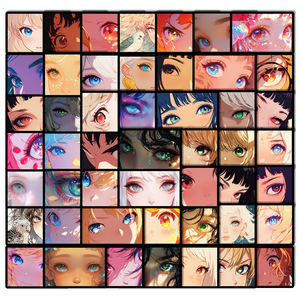 50 Uds dibujos animados Anime chicas hermosos ojos pegatinas de grafiti para teléfono coche decoración estética Kawaii chica pegatina - Product Image 2