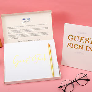 Livre d'or élégant en or <span class=keywords><strong>rose</strong></span> avec stylo, album de signature à couverture rigide pour mariage, réception, baby shower et événements festifs - Product Image 6