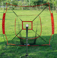 Filet de lancer de baseball 7x7FT avec zone de frappe, cadre en acier, filet en polyester, pour entraînement au lancer et au frappe, sac de transport inclus