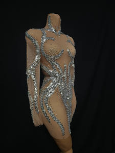 Vestido uzun kollu pullu Rhinestone gece kulübü parti Mini elbise kadınlar kısa balo kokteyl kalem elbise Showgirl festivali giymek - Product Image 3