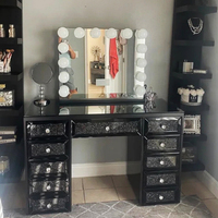 Commode américaine à paillettes MOREDESIGN Armoire commerciale studio de rangement boutique de mariage table de maquillage miroir LED table de toilette de chambre