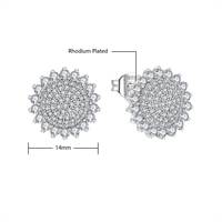 Boucles d'oreilles clous QX en argent sterling 925 plaqué or, motif tournesol rond avec zircon, pour femme, cadeau de fête