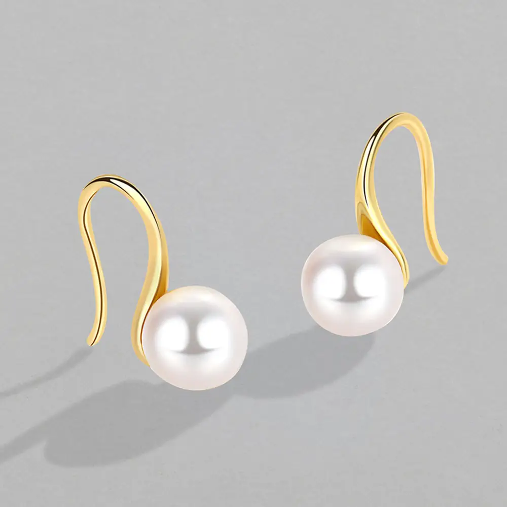 French Temperament Imitation Pearl Earrings for Women Girl Stainless Steel Plated 18K Gold Jewelry Wholesale