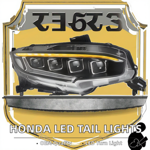 Phare LED de Pièce <span class=keywords><strong>Automobile</strong></span> pour Honda Civic 10e Gén. 2016-2021 <span class=keywords><strong>FK</strong></span> Type R JDM avec Clignotant Dynamique, Feux de Route et Feux de Jour (DRL) - Product Image 3