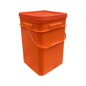 Baril en plastique orange avec couvercle, seau en plastique durable de haute qualité 20 litres, offre spéciale