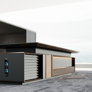 Sang trọng hiện đại CEO Ông Chủ hình chữ L bằng gỗ nội thất văn phòng bàn đèn LED có bàn làm việc cao cấp - Product Image 6