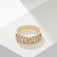 Anillo de Moda para Mujer, Diseño Religioso Grande, con Baño de Oro de 18K, Tecnología de Incrustación, Joyería de Primera Calidad, Gran Venta en Alibaba