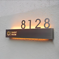 Plaque de numéro de maison LED rétroéclairée, moderne, pour intérieur et extérieur, à fixer au mur, avec numéros d'adresse lumineux