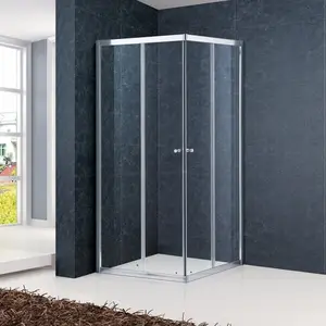 2023 Hot Sale Modern Bathroom Square Frame Door Tempered Glass Sliding Shower Enclosure Set