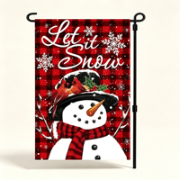 Drapeau de jardin de Noël « Let It Snow » avec bonhomme de neige en polyester pour la décoration extérieure de la véranda, de la pelouse et de la maison en hiver
