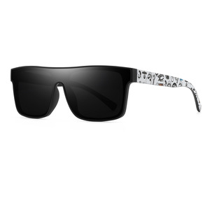 Lunettes de soleil intégrées à monture surdimensionnée, noires, polarisées UV400 Type 3, pour sports de plein air, cyclisme, conduite - Product Image 1