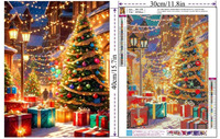 Arbre de Noël Cadeau Diamant Art Peinture Kit pour Débutants Points Ronds Diamants Pierre Mur Art