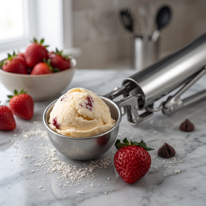 Cuillère à dessert en acier inoxydable de qualité alimentaire, conçue pour servir la crème glacée dans les restaurants, les cafétérias et les cuisines domestiques - Product Image 3