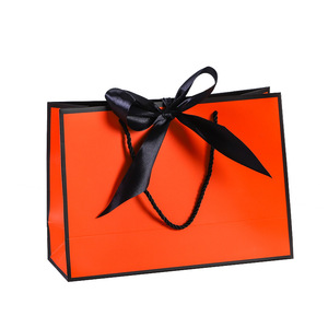 White Paper Gift <b>Bag</b> With Gold Ribbon Handle Luxury Style For Gift And <b>Craft</b> Use - Product Image 4
