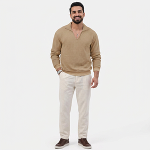 T-shirts décontractés à manches courtes en tissu non tissé respirant de haute qualité à col en V pour hommes - Product Image 1