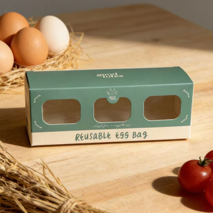 Boîte à œufs réutilisable biodégradable avec logo personnalisé, boîte en carton rigide avec fenêtre, stockage alimentaire, forme rectangulaire, impression quadricolore - Product Image 4