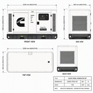 Générateur diesel silencieux EPA CE Cummins, moteur diesel, monophasé AC 50Hz, démarrage automatique, démarrage à distance, soudeuse portable avec ATS - Product Image 2