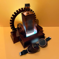 Présentoirs de table multicouches en acrylique style Steampunk avec éclairage LED personnalisable Modèle B7001 Promotion de boissons en boîte de nuit Taïwan
