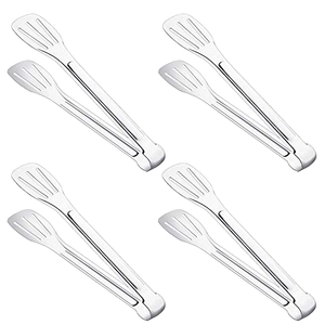 Stainless Steel Tongs Set of 4 Dishwasher Safe Kitchen Utensils for Grilling Cooking Steaming Food Handling - Product Image 1
