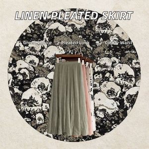 Falda Midi Transpirable de Cuadros Estilo Preppy Vintage, Cintura Regular, Tejido Fluido, Estilo Juvenil, Línea A, Estilo Colegiala, con Cordón Ajustable para Verano - Product Image 2